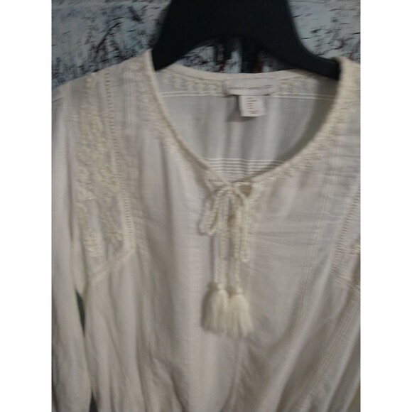House Of Harlow Embroidered Tassel Top Small Cream Boho Cottage Core Beachy - Picture 6 of 14